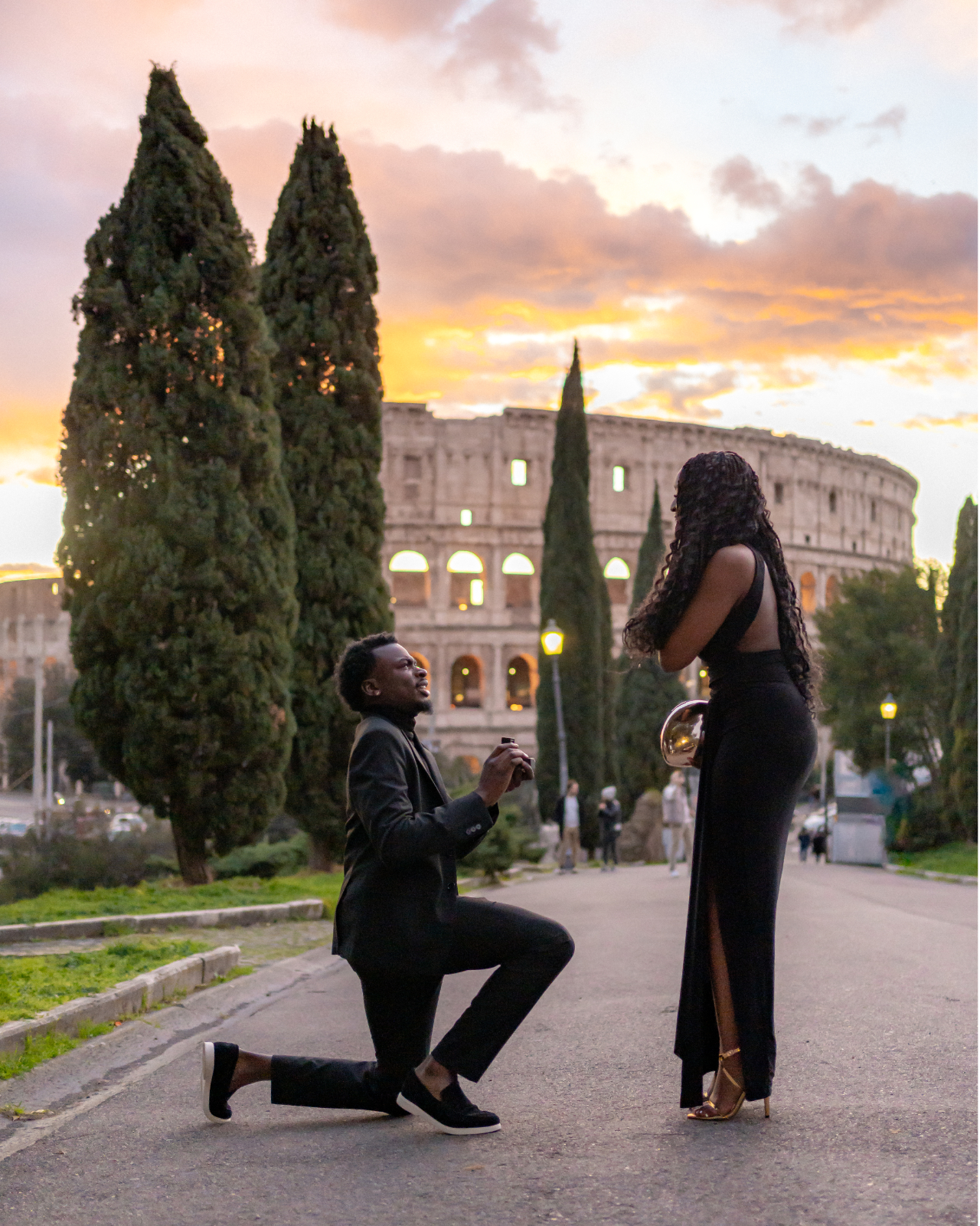 Surprise Proposal at Sunset at the Colosseum
